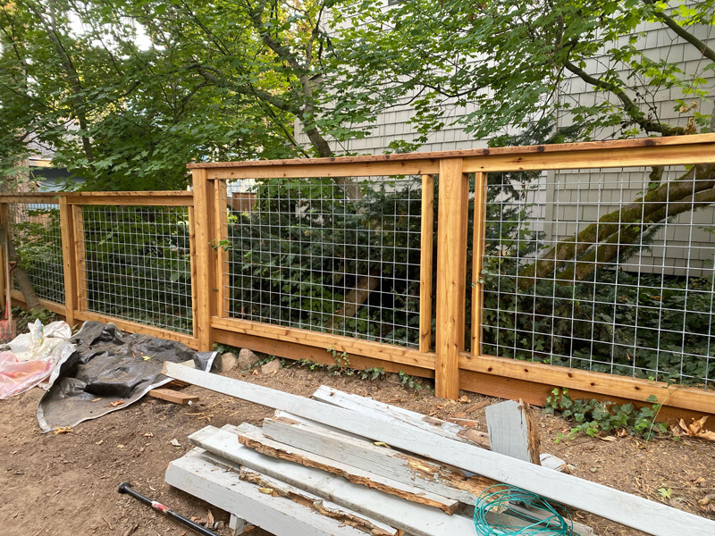 Newly built timber batten fence on residential property.