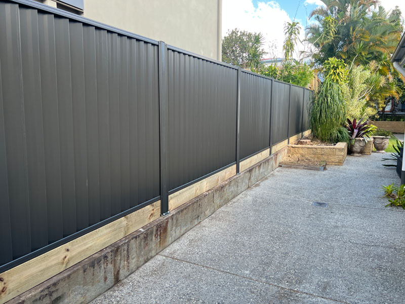 Newly built Colorbond fence on residential property