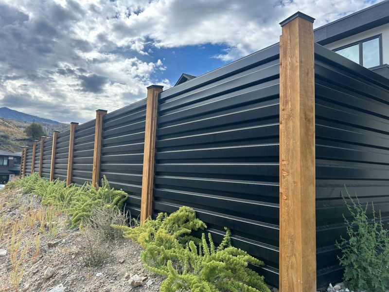 Newly built timber batten fence on residential property.