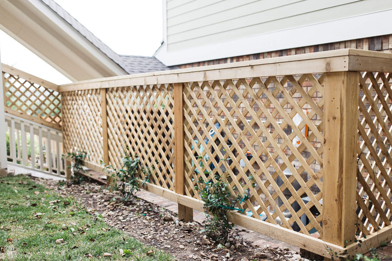 Newly built timber batten fence on residential property.